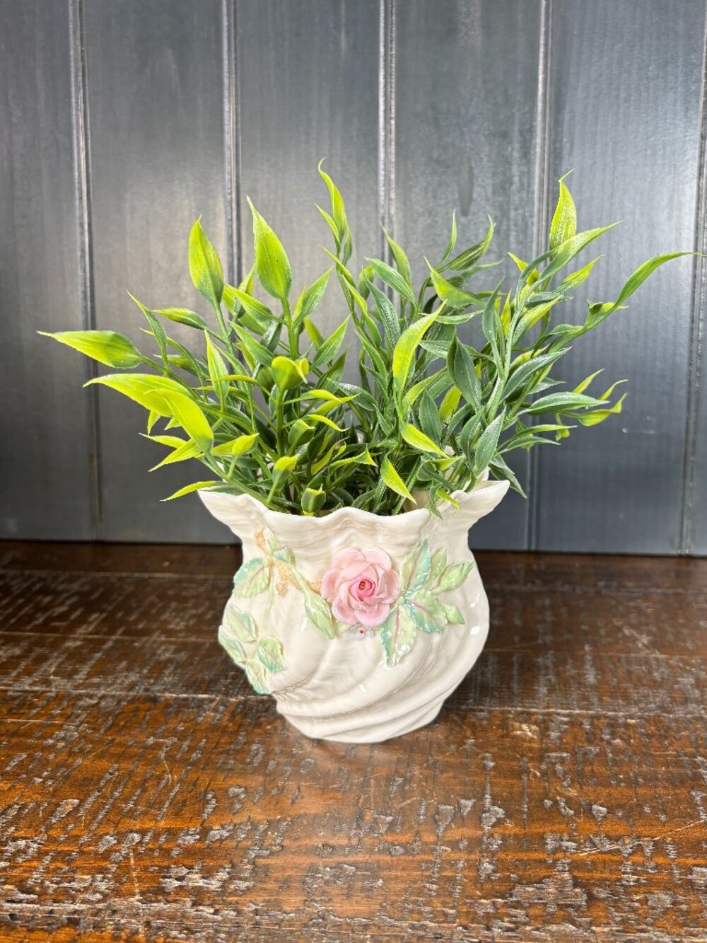 Vintage Belleek Ireland Planter, Porcelain Cachepot, Early 4th Mark 1946-1955